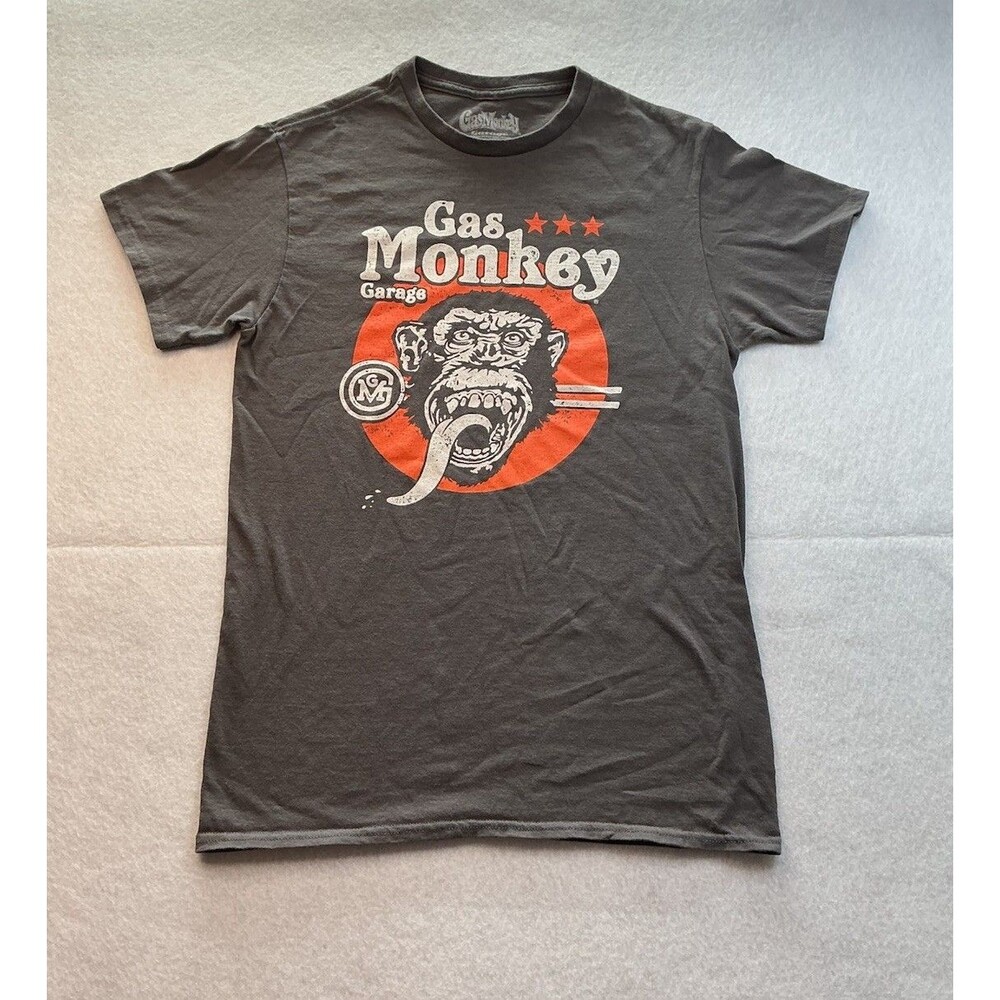 Gas Monkey Garage Graphic T Shirt Charcoal Grey Monkey Logo Short Sleeve Tee